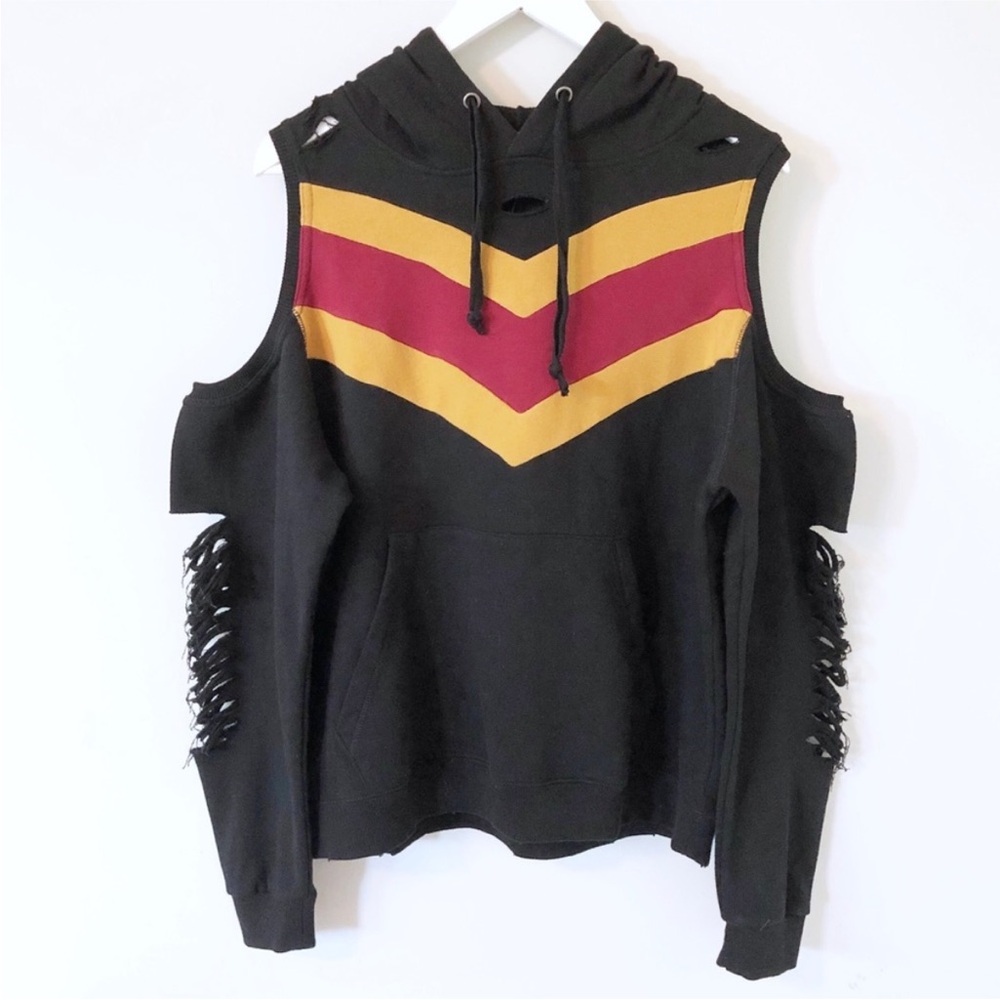 Vintage Havana Distressed Cold Shoulder Sweatshirt